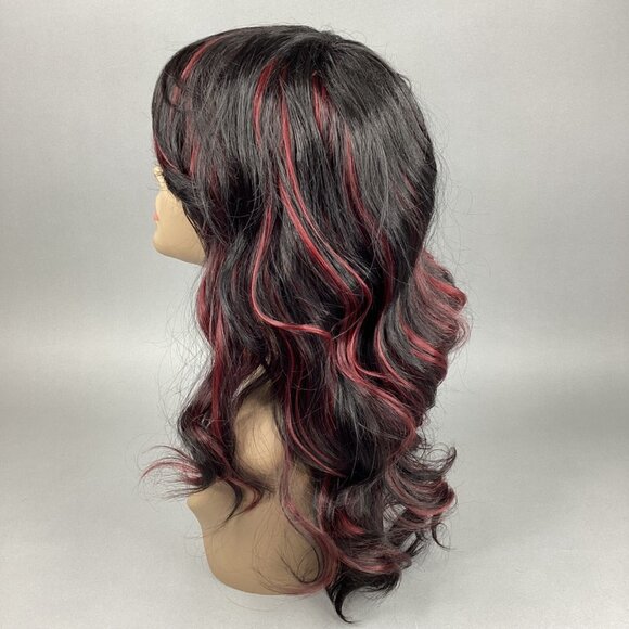 Angel Wig #F1B/118 Off Black Burgundy Long Body Wave Classic Cap Adjustable Synt - Picture 2 of 9